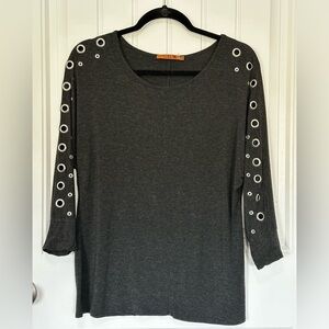 Belldini Gray Studded Sleeve Top Size Medium